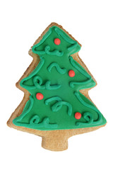 Christmas gingerbread cookie made in the shape of a Christmas tr