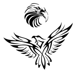 Naklejka premium Tattoo of two eagles