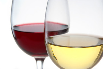 Glass of white and red wine