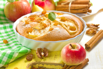 Homemade apple pie with cinnamon