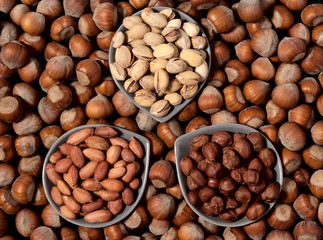 Three types of nuts - background