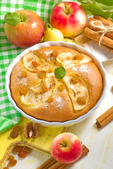 Homemade apple pie with cinnamon