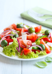 Mediterranean-style salad with feta and green olives