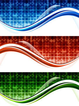 Set of banners with squares