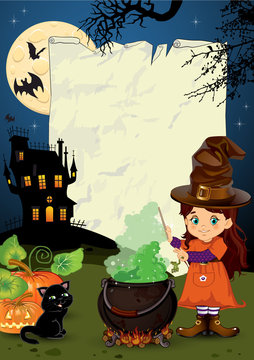 Little witch with parchment