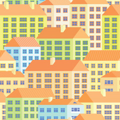 Colorful  houses - seamless pattern