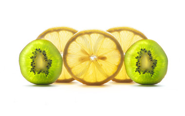 Fototapeta na wymiar Lemon and kiwi