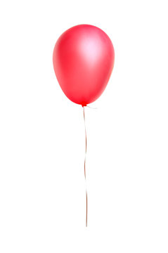 Red flying balloon isolated on white