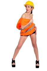 Attractive traffic worker