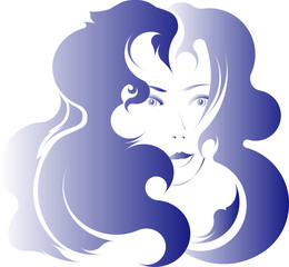 Portrait of long-haired woman