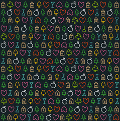 Cute color pattern with small symbols. Vector