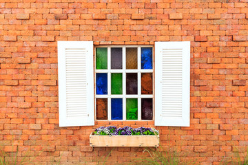 Window on brick wall.