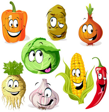 funny vegetable and spice cartoon