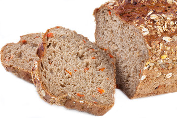 carrot bread isolated on white .