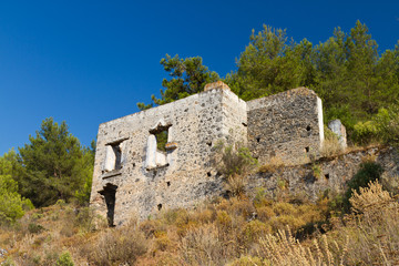 Fototapeta na wymiar Ruined house from Kayakoy, Fethiye