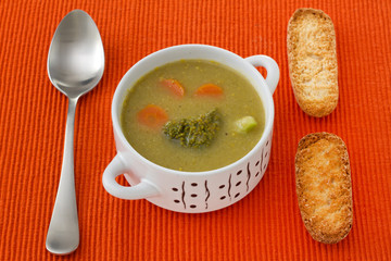 broccoli vegetable soup in the bowl