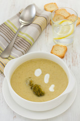 broccoli vegetable soup in the bowl