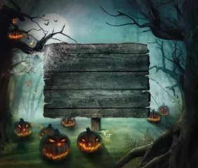 Wandaufkleber Halloween design - Forest pumpkins © mythja