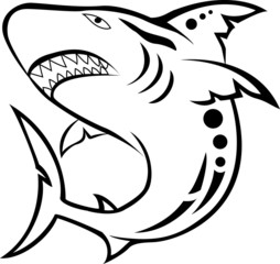 angry shark tribal tattoo