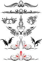Decorative elements for design or tattoo