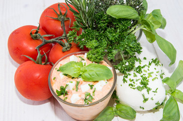 Fresh Mozzarella Creme in a glass