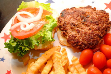 Juicy Hamburger with Sides
