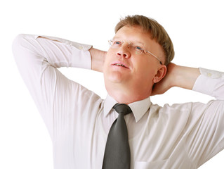 A man sitting ,isolated on white background