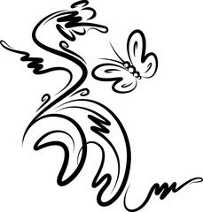 Decorative branch with butterfly.