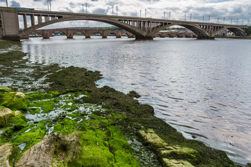 View of the bridges in a small town in Scotland