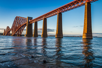 Steel Bridge in Scotland and sunset