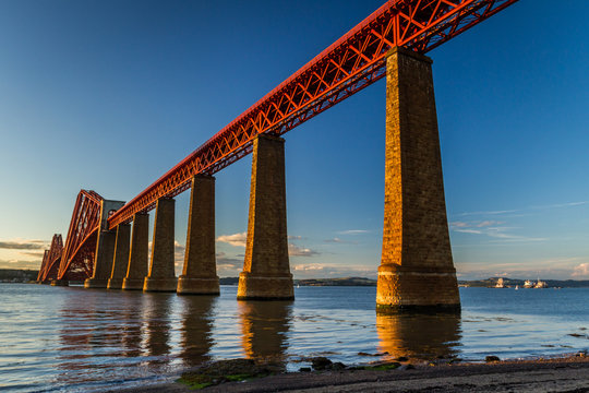 Fototapeta Steel railway bridge over the river in Scotland