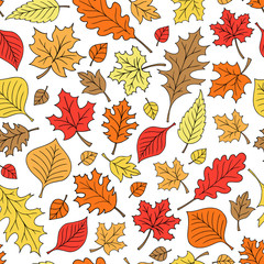 Fall Autumn Leaves Seamless Pattern Background