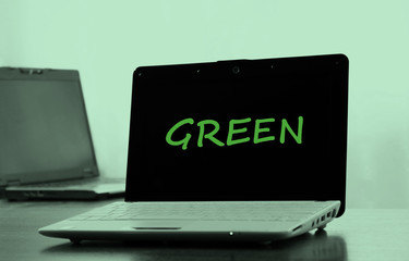 Word Green on laptop screen