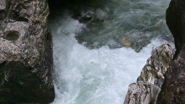 Liechtensteinklamm gorge with stream and waterfalls in Austria.
