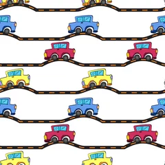 Washable wall murals On the street Seamless pattern with kid's theme