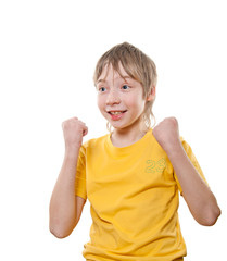 Emotional portrait of a boy of 10-12 years.