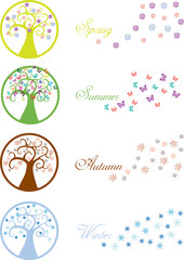 tree in four seasons,color vector icons