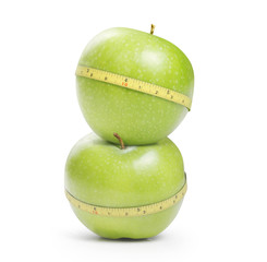 Green apple with measurement