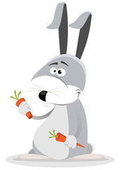 Cartoon Rabbit Eating Carrot