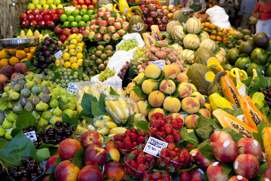Fruits market, in La Boqueria, Barcelona