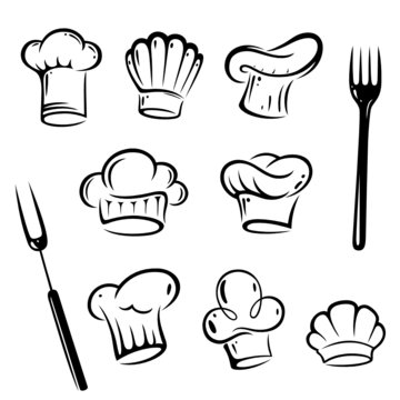 Koch, Kochm&uuml;tzen, Kochen, vector set