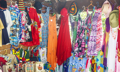 Colorful Clothes in a Jamaican Market