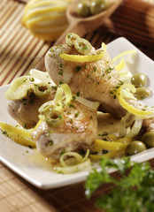 chicken drumsticks recipe with lemmon and olives,spanish recipe