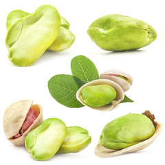 Pistachio kernels, isolated on white background