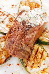 Grilled steak with vegetables