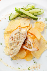 stuffed chicken with potatoes