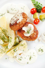 cutlets with fresh vegetables