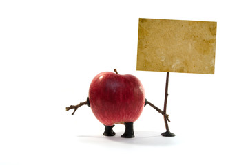 Apple with a poster