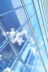 Office building and sky reflection