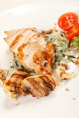 chicken fillet with vegetables and rice